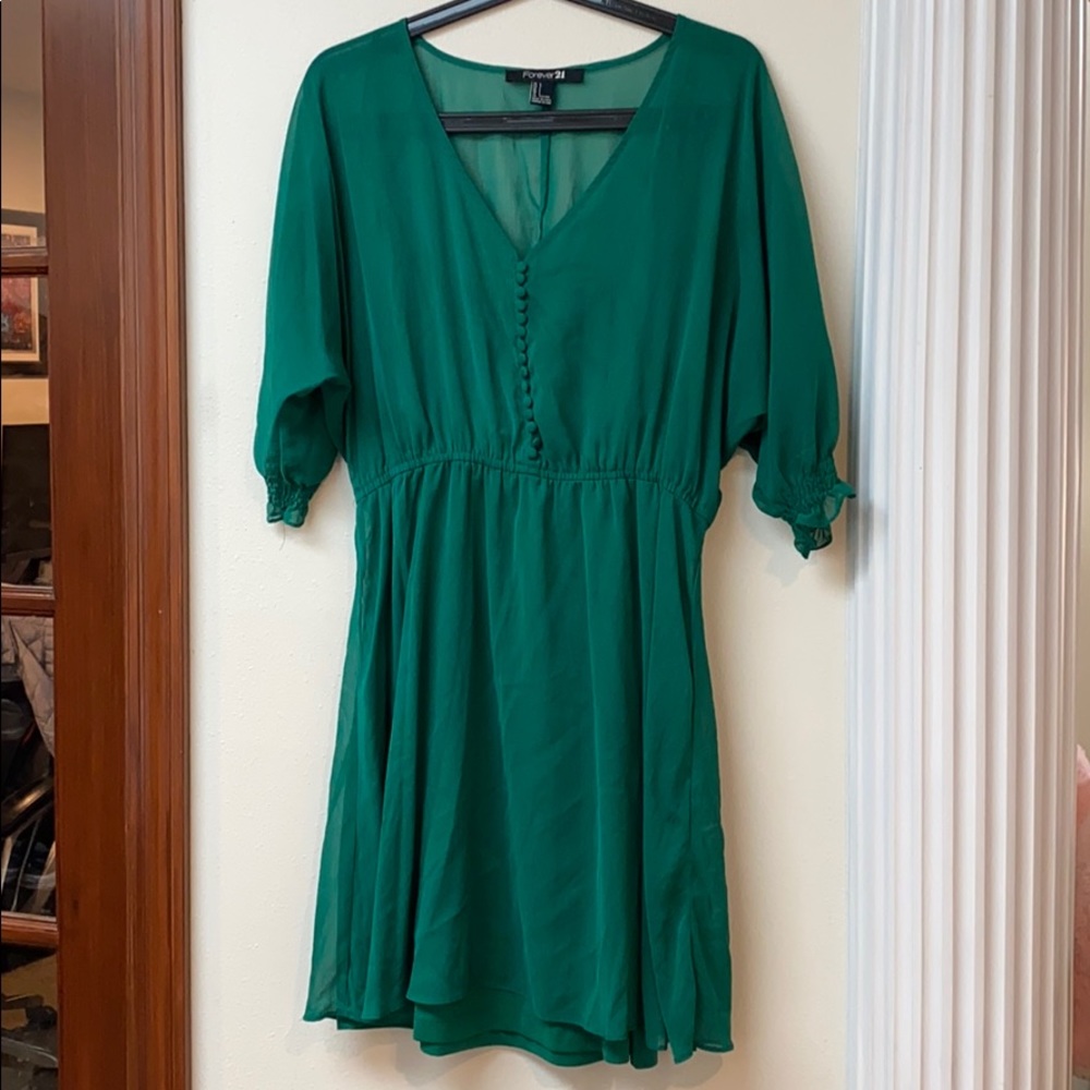 Emerald Green Forever 21 dolman sleeve dress